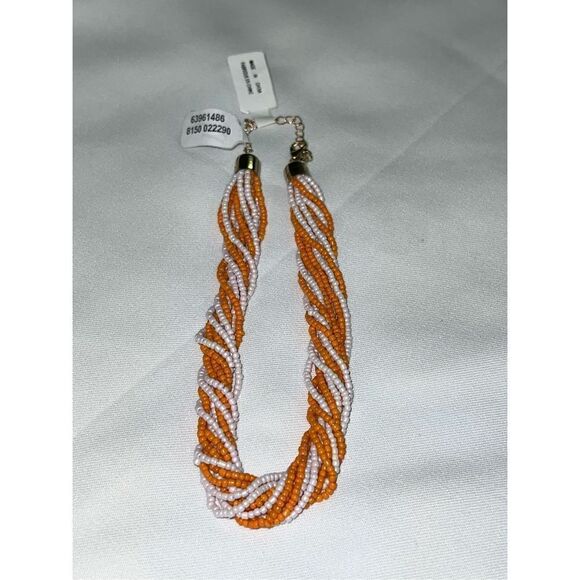 FREE PEOPLE Orange Creamsicle Santa Fe Beaded Choker Necklace New - Picture 5 of 5